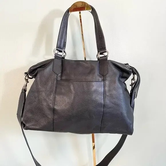 Joelle Hawkins Black Leather Tassels 2 Compartments Travel Luggage Duffle Bag - Picture 2 of 11